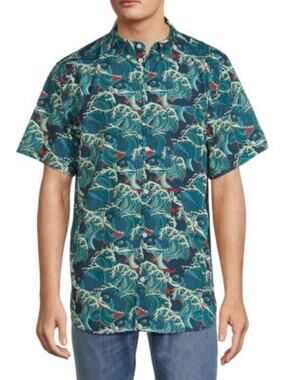 WeSC Men’s L Patterned Button-Up Shirt Koi Fish Print